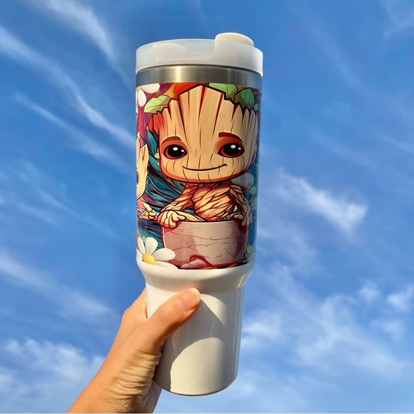 Disney Marvel I Am Groot 40 oz Tumbler/Water bottle/Mug with hand carry handle. - Picture 6 of 12